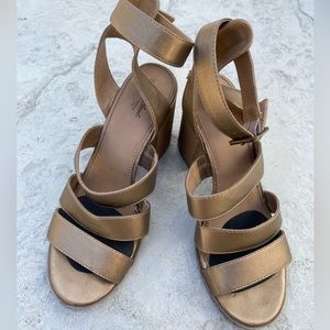 Metallic strappy heels